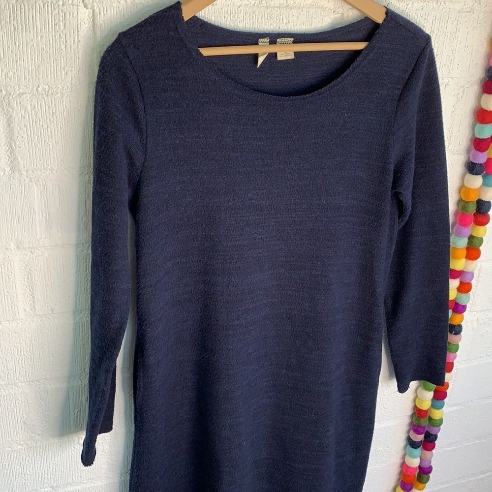 Anthropologie Moth Knit Long Sleeve Slit Asymmetrical Midi Sweater Dress sz XS - Picture 4 of 8